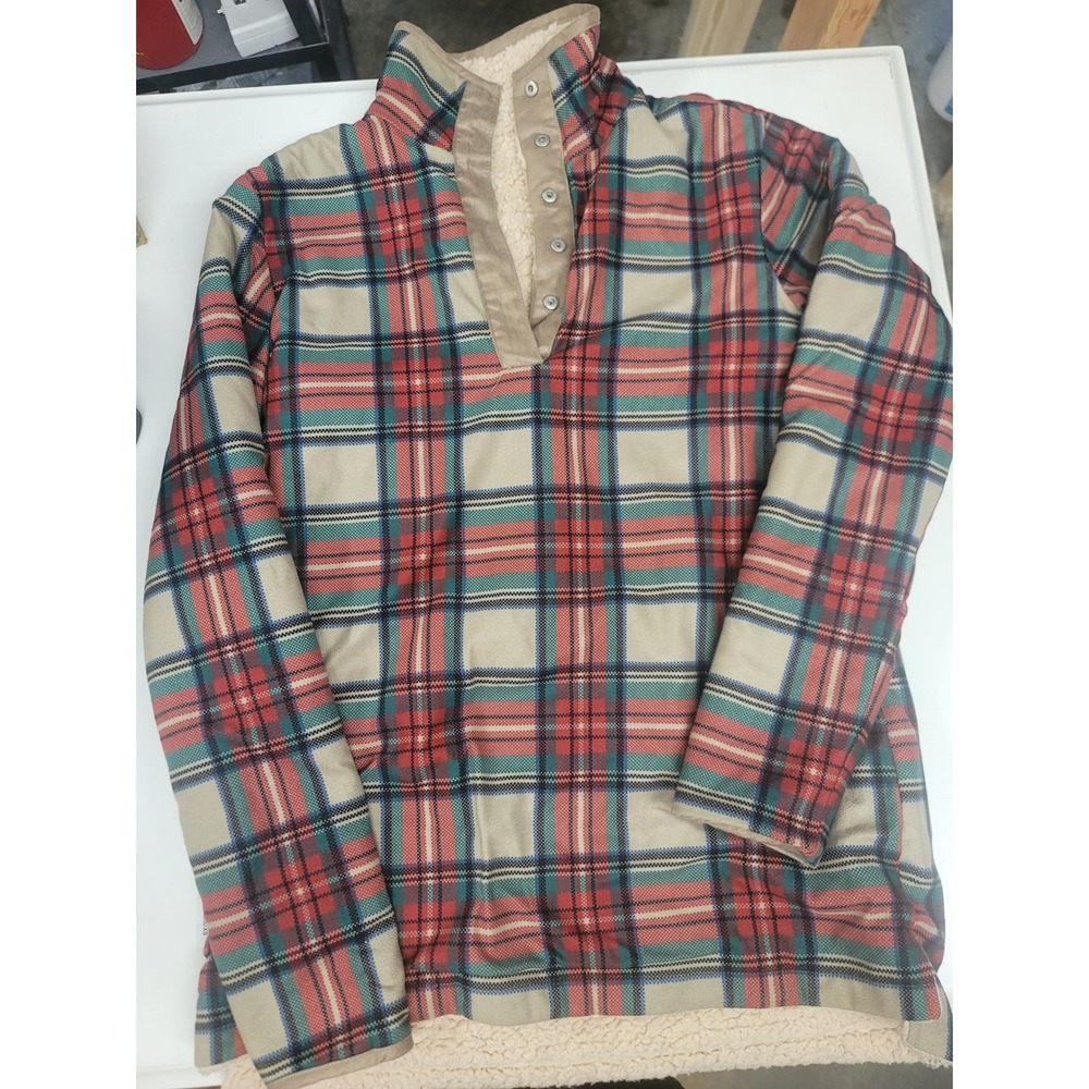MarleyLilly Plaid‎ Sherpa Lined Pullover XXS/XS Button Up Cozy Top